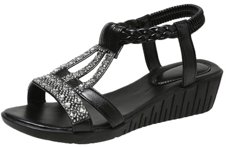 Generiska sandaletter dam med kilklack guld, damsandaletter glitter, bekväma strandsandaler, fiskmun, kilsandaletter, peep-tå-sandaletter, bohemiska sommarsandaler, ankelremmar, fritidssandaler