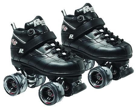 Sure Grip Rock GT50 Black Stylish Indoor Roller Skates for Men & Women Featuring Nylon Composite with 62mm Swirl Wheels and ABEC-5 Bearings (Mens 14/Womens 15)