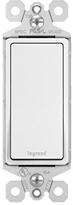 Legrand radiant TM870STMWCC10 15 Amp Garbage Disposal Rocker Wall Switch, Single Pole Momentary Contact Decorator Light Switches, White (1 Count)