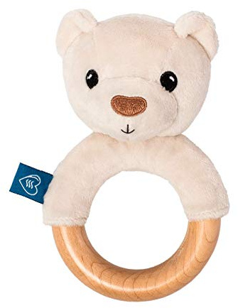 WHISBEAR éco-anneau de dentition ours, jouets de dentition pour bébé, anneaux de dentition pour bébé 3 mois, anneaux en bois, jouet en bois pour bébé, cadeaux de naissance jouets pour bébé