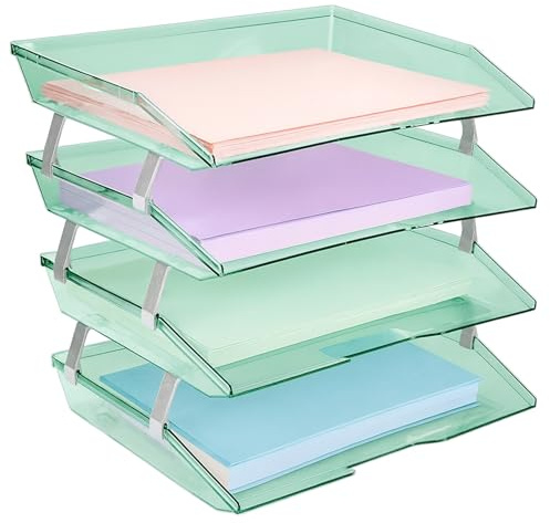 Acrimet Facility 4 Ebenen Briefablage Seiteneinschub, Letter Tray/A4, Desktop Datei Organizer, Kunststoff (Transparent Grün)