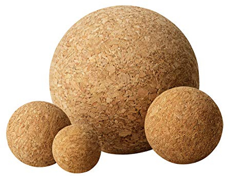 Korkleben Boules en liège de différents diamètres – Boules de massage 3 cm, 4 cm, 5 cm, 10 cm – Diamètre au choix (set : 1 x 3 cm, 1 x 4 cm, 1 x 5 cm).