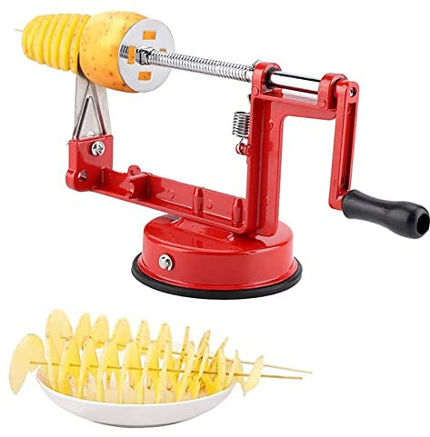 Spiralschneider Kartoffel, Apfelschneider Kartoffelschneider Edelstahl Tornado Schneider Kartoffel Twister mit Rutschfester Griff Chipsmaschine für Obst Kartoffeln Tornado Chips Gurken oder Karotten