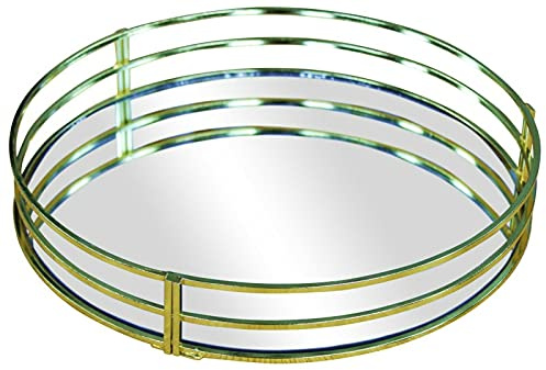 Rammento Bandeja grande redonda dorada de 30 cm, con bandeja de espejo, bandeja de servir pesada, ideal para servir o piezas independientes, adecuada para sostener frutas o bandejas de velas