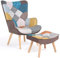 IDMarket - Fauteuil scandinave Ivar avec Repose Pieds en Tissu Patchwork Multicouleurs