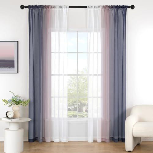 MIULEE Gardiner lila transparent vardagsrum modern gardin tvåfärgade skjutgardiner gardiner gardiner gardiner sovrum set om 2 140 x 260 cm