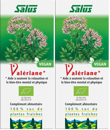 Salus – Valériane BIO – Complément Alimentaire à Base de Sucs de Plantes Fraîches – Contribue à Augmenter la Qualité du Sommeil et à un bon équilibre nerveux – Végan 200 ml (Lot de 2)