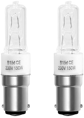 Caldarax 2 Pezzi Lampada Alogena B15d 150W 230V Dimmerabile, Bianco Caldo 2700K, 2870LM, Lampada Alogena in Ceramica Trasparente, per Plafoniere, Applique, Lampade da Tavolo