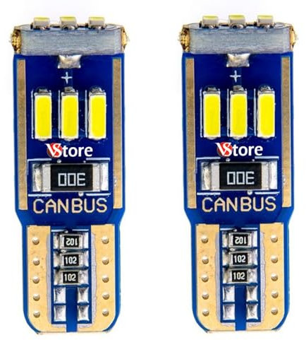 VS 2 Lampade LED T10 9 SMD 4014 BIANCO Brillante Canbus Per Auto Targa Posizione Luci Interni Esterno Moto Barca 12V