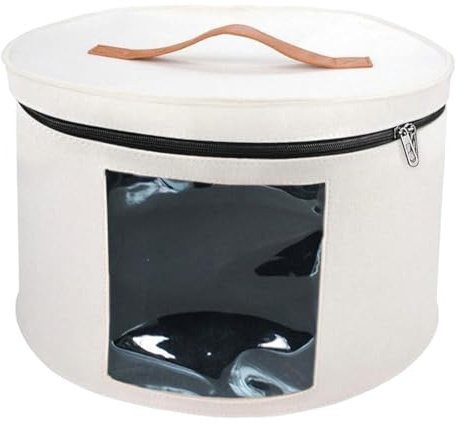 Baoblaze Scatola per Cappelli Scatola per Cappelli con Coperchio Antipolvere per Donna Uomo Organizzatore per Cappelli Pieghevole Scatola per Cappelli Rotonda, Bianco 33x26 cm