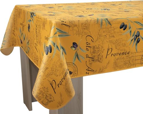 Le Linge de Jules Nappe Anti-Taches Provence Jaune - Rectangle 150 x 300 cm