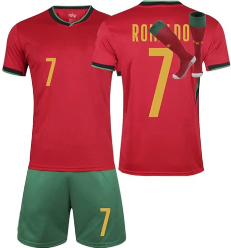 Football Jersey For boys girls 2024 Men Jersey Youth Trainshirts Jersey Football Suit Soccer Jersey Shorts Set Fans Gift (D, 8-9 Y)
