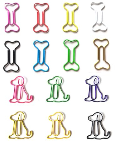 30 Pcs Fun Paper Clips Cute Animal Cat Paperclips for Women Men Coworkers Teachers Office Supply Colorful Bookmarks Clips (Dog and Bone-30 Pcs)