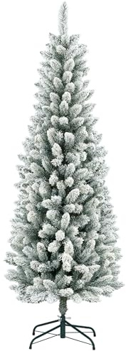HOMCOM Árbol de Navidad 183 cm Árbol de Navidad Artificial Nevado con 479 Ramas y Soporte de Metal Árbol Navideño para Salón Interior Verde