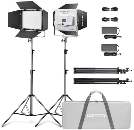 Godox LP400BI Panneau Lumineux vidéo LED, 36 W à intensité Variable, Bicolore, 2800 K-6500 K, IRC ≥ 96 TLCI ≥ 96, avec 11 Modes FX, Prise en Charge de l'application pour Le Jeu, Le Zoom en Streaming,
