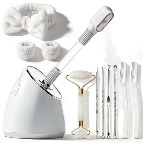 Pjordo Facial Steamer Spa Kit, Nano Ionic Face Steamer for Deep Cleaning Unclogs Pores, Warm Mist Humidifier Steamer for Face Home Sauna SPA, Self Care Gifts for Women