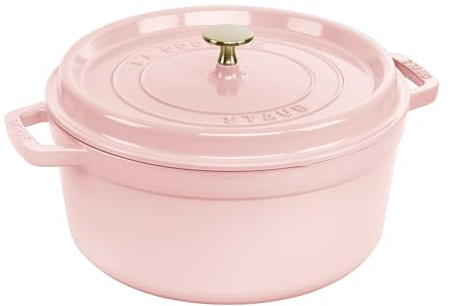 STAUB - Round cast iron Cocotte, dutch oven, 7 L (serves 7-8), made in France - Peony Pink