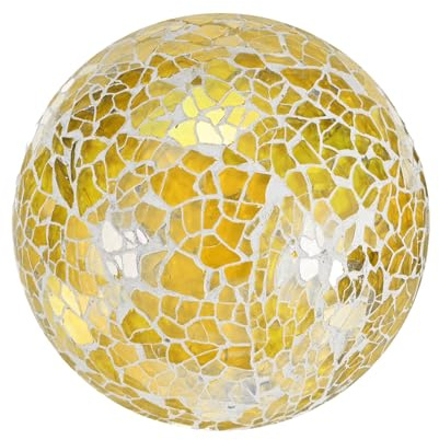 M METERXITY 1-Pack Bola Decorativa para Tazones 4 Pulgadas Bolas De Mosaico De Vidrio Esferas Decorativas De Vidrio para Decoración del Hogar Mesas De Comedor Bodas [Amarillo]