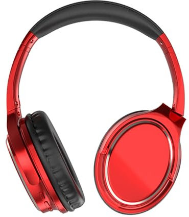 SUAVER Casque supra-auriculaire vintage - Bluetooth - Réduction du bruit - HiFi - Sans fil - Avec microphone - Pour TV/PC, téléphone portable/tablette - Rouge