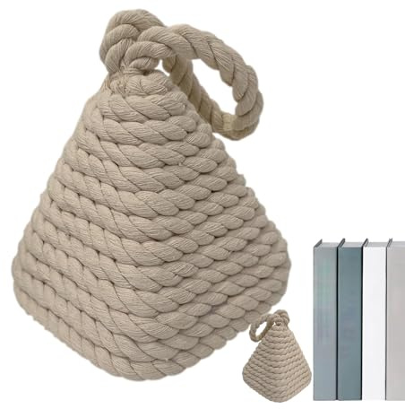 Cotton Knot Doorstop - Rustic Rope Block, Heavy Door Jam | Vintage Weighted Floor Handle Wedge, Modern Farmhouse Entryway Interior Window Bedroom Bookend for Kitchen Hallway Study Closet