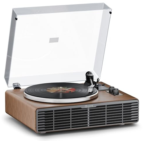 XJ-HOME Vinyl Record Player, All-in-one Record Player with Built-in Speakers, Bluetooth Turntable for High Fidelity Sound, RCA Out/AUX-in, 2 Speed, for Home Decor and Beginners