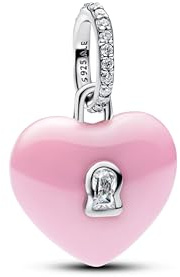 PANDORA Moments 794424C01 - Colgante de cerámica con forma de corazón de cerámica y circonita, compatible con Me y Moments, color rosa