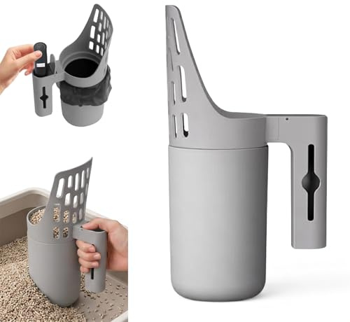 Pelle Litière Chat, Pelle à Litière avec Réservoir, Poubelle Litière Chat, Idéale pour Nettoyer la litière pour Chat, Pratique et Rapide, Sacs poubelles fournis à la Livraison