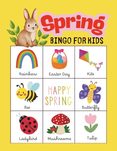 Spring Bingo for Kids: Seasonal Games for Preschoolers, Spring Day Activity for Primary School