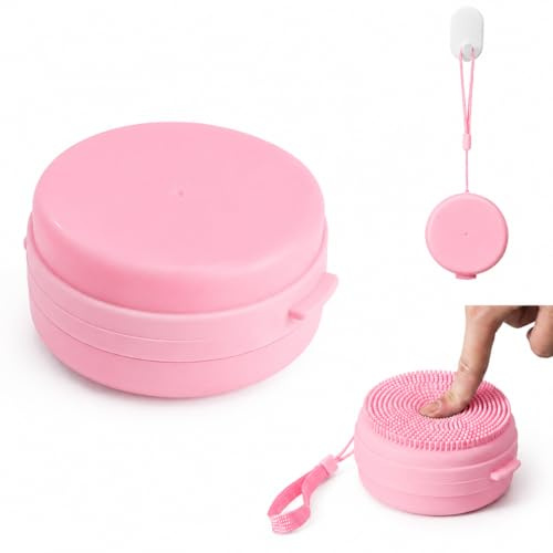 Spugna Silicone Corpo Porta Sapone, Spugna Doccia Corpo, Scrubber In Silicone, Spazzola da Bagno Rotonda in Silicone Blu, Adatta per Il Bagnoschiuma; Versare Acqua Pulita (rosa)