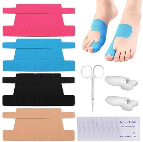 61 Set Cinta Kinesiologica Juanetes Incluye 48 Cinta Kinesiologica Juanetes 2 Separador Dedos Pie 1 Tijeras 10 Toallitas Limpiadoras Para Aliviar Prevenir El Hallux Valgus Disponible 4 Colores