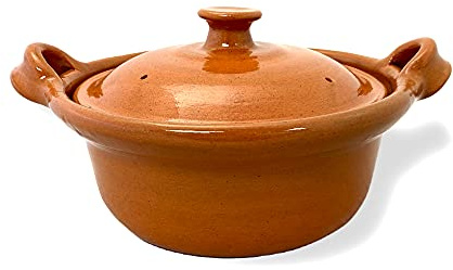 Ancient Cookware, Mexican Clay Lidded Cazuela Pot, Small, Terracotta, 1.25 Quarts