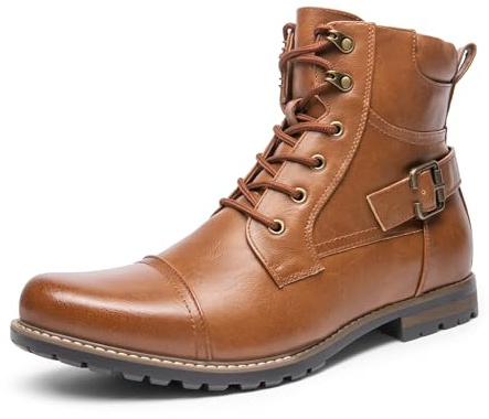 Bruno Marc Bottes Moto Homme Bottes Lacets Chukka Classiques Chaussures Biker Casual,Size 43.5,Brun,Philly-3