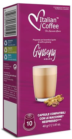Italian Coffee 60 Capsule Ginseng Amaro Compatibile con Nespresso