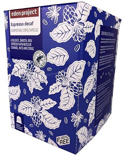 THE EDEN PROJECT 100 DECAF ITALIAN ESPRESSO Home Compostable Coffee Pods - Compatible with Nespresso Original system coffee machines - EXTRA VALUE 100 POD PACK