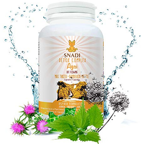 Depura y digiere: Cardo mariano, Diente de leon y Ortiga I 120 capsulas - 600 mg I Vegano. Detox y Protector hepatico. Mejores digestiones y absorción de nutrientes. AGNI de Snadi.