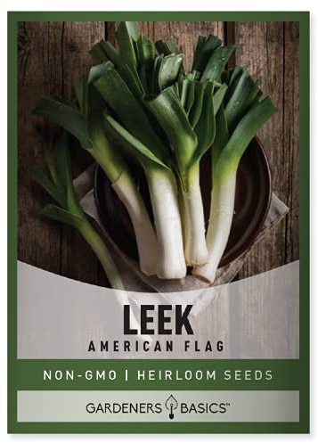 Gardeners Basics Leek Seeds for Planting Heirloom - American Flag, Non-GMO Vegetable Variety, 1 Gram Seeds Great for Summer Gardens