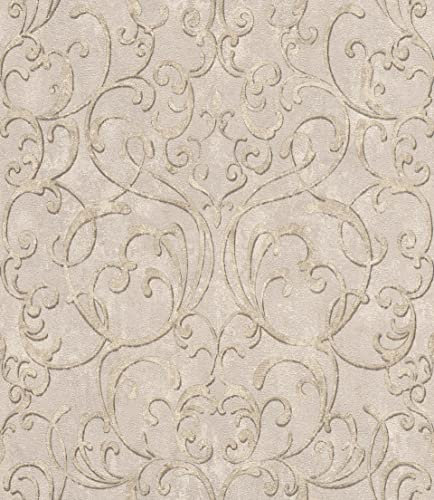 Rasch Papier peint intissé 651614 - Motif baroque - Beige et marron - 10,05 x 0,53 m (L x l)
