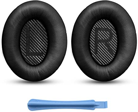 Almohadillas de Repuesto para Auriculares Bose, Almohadilla para Auriculares, para Auriculares Bose QuietComfort 35 35II 2 15 25 AE2 AE2i AE2w SoundTrue SoundLink, con 1 Stick de Instalación (Negro)