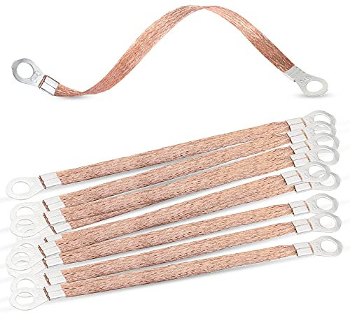 YAODHAOD Erdungsband 300 mm 10 Stück Batteriekabel Erdungsband, kupferummanteltes Aluminium-Motorerdungsband, kann für die Erdung von Kabelrinnen und Verteilerkästen verwendet Werden