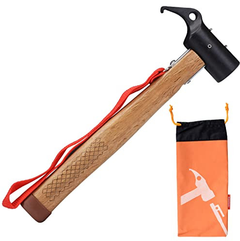 Profiwoab Camping Hammer mit Heringsauszieher Hering Hammer Zelthammer für Zeltheringe Outdoor Multifunktion hammer 31cm