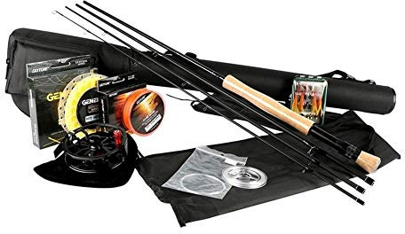 AMEEDA Portative Canne à pêche Pêche à la Mouche Reel Rod Set Combo 2,7M Fly Rod 5/6 7/8 usiné CNC Bobine en Aluminium avec la Ligne Fly Fly Lures Kit Complet avec Sac Amateurs
