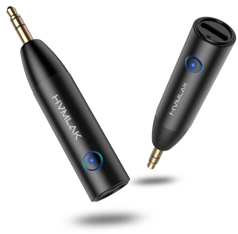 HVMLAK Car Bluetooth 5.4 Aux Adapter, Metal Case, 1 Pack | USB-C Charging, HiFi Sound, Handsfree Calls, 6 Hours Play Time, Music Streaming for Old Car Home Stereo