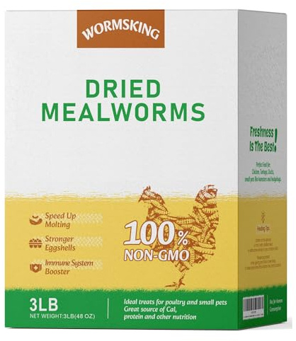 WORMSKING 3LB Dried Mealworms, Great Treat for Chicken, Duck, Birds, Reptile, Hamster,Hedgehog, Pigeon. Great Bird Watching Gift