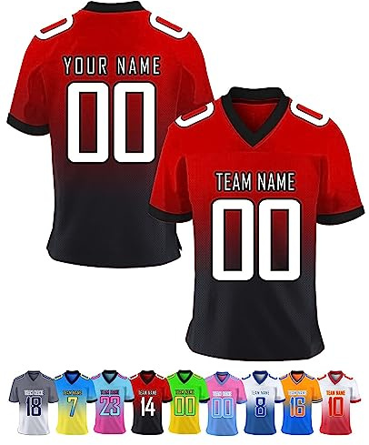 Personnalisé T-Shirt Sport Maillot de Football Américain Personnalisable avec Logo Prénom Homme Femme Enfant T-Shirts Manches Courtes à Séchage Rapide, S-7XL