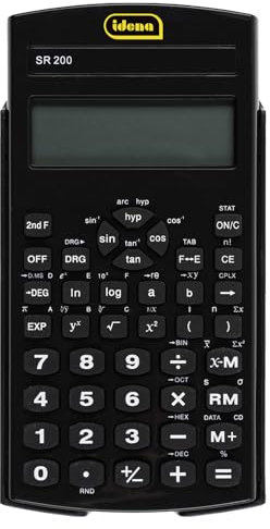 Idena 20137 - Schulrechner SR 200, 10-stelliges Display, batteriebetrieben, wissenschaftlicher Taschenrechner