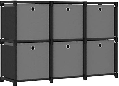 vidaXL Würfel-Regal mit Boxen 6 Fächer Schwarz 103x30x72,5 cm Stoff