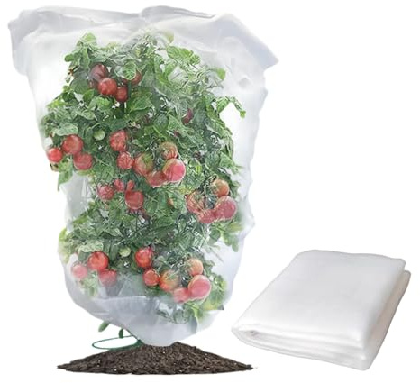 80CMX100CM Garden Plant Fruits Blueberry Bushes Protection Netting Covers Bags with Drawstring, Tomato Protective Cover Garden Plant Netting Barrier Bags for Vegetables Fruits