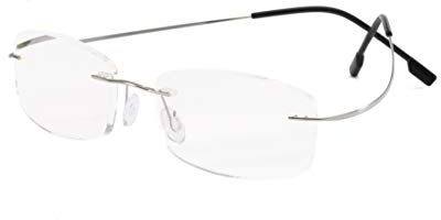 Viseng Occhiali da Lettura senza cornice ultra leggero di Titanio lettore senza montatura per Donna e Uomo Occhiali Anti Luce Blu alla Moda 1.0
