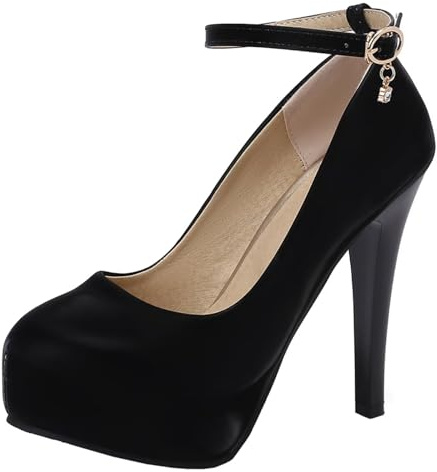 HSyc JRX Escarpins à talons hauts Stiletto avec plateforme - Chaussures de fête, Noir , 34 EU