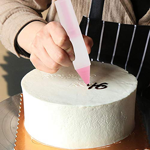 Glassa per Biscotti, Penna per Stampa per Alimenti con Design Ad Anelli a Spirale Multipli, 4 Ugelli in Silicone per Scrivere Alimenti, Penna Al Cioccolato per Decorare Torte e